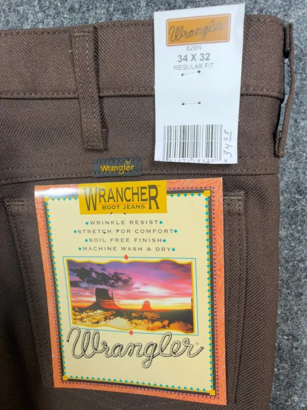 Wrangler Mens Y2K Wrancher Bootcut Dress Pants 34x32 Brown Polyester NWT 82BN